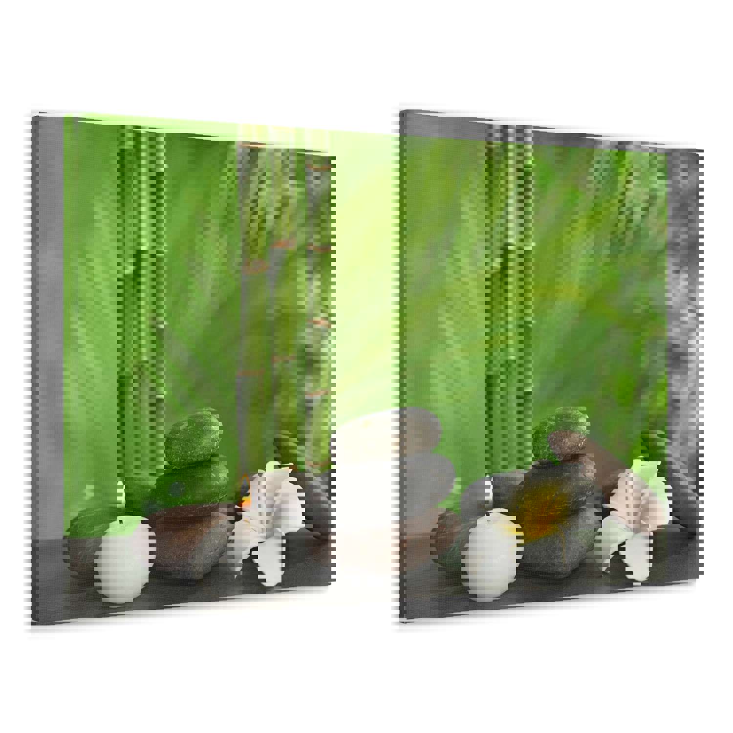 Stones on Table Forest Floral Nature Photography Canvas Wall Art - Ready-to-Hang Home Decor
