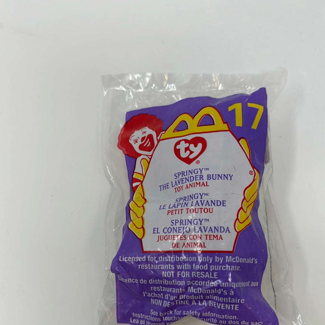 2000 McDonalds Happy Meal TY Springy The Lavender Bunny Beanie Baby Toy #17