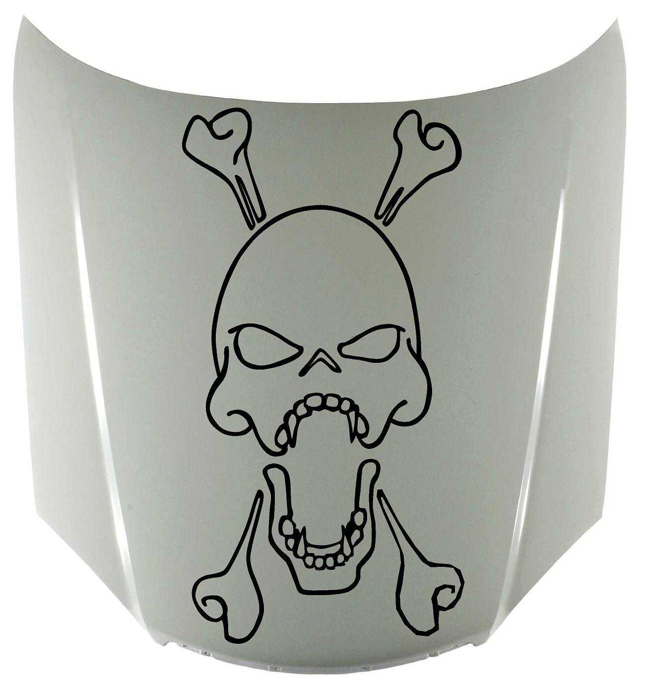 Skull and Cross Bones Hood Decal - High Gloss Vinyl Sticker for Cars and Trucks