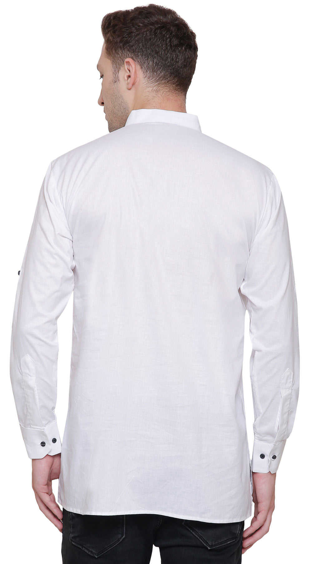 Indian Fashion Men's Designer Cotton Kurta (White)