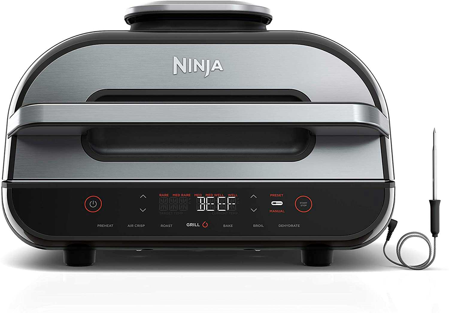 Ninja FG551 Foodi Smart XL 6-in-1 Indoor Grill with Air Fryer, Roast, Bake, Dehydrate, and Broil Functions