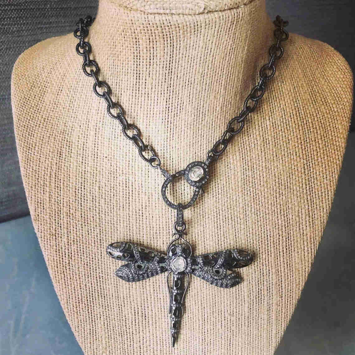 Ruby & Violet Diamond Dragonfly Pendant