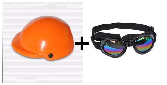 Pet Motorcycle Helmet Hat Cap for Dogs and Cats - ABS Plastic Costume Accessory with Sunglasses