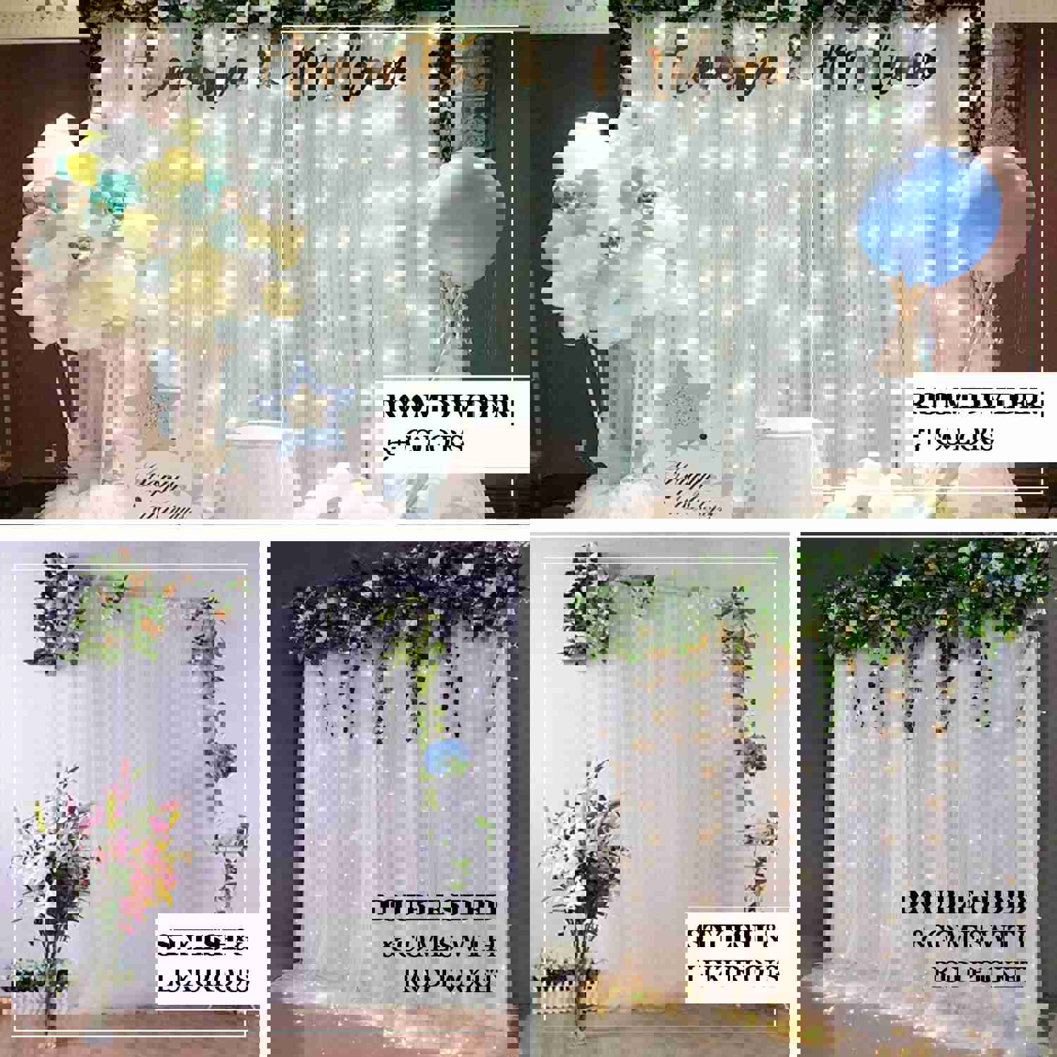 Reversible Sheer Tulle Satin Backdrop Curtain Panel with Rod Pocket - 5ft x 10ft