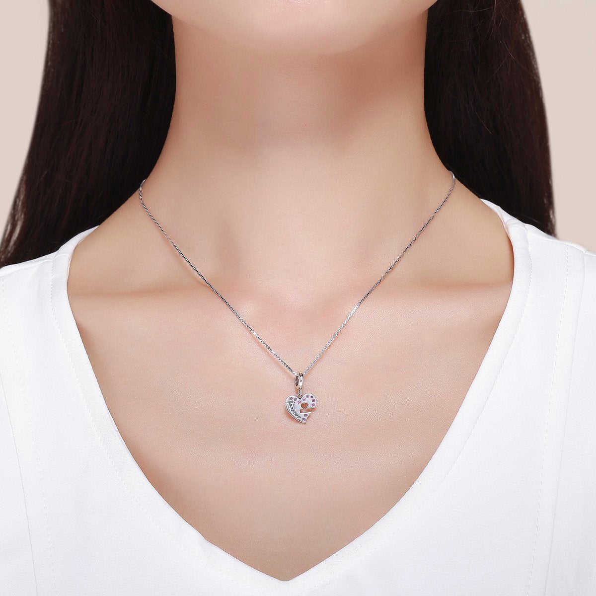 Sterling 925 Silver Heart Lock and Key Pendant for Pandora & European Charm Bracelets