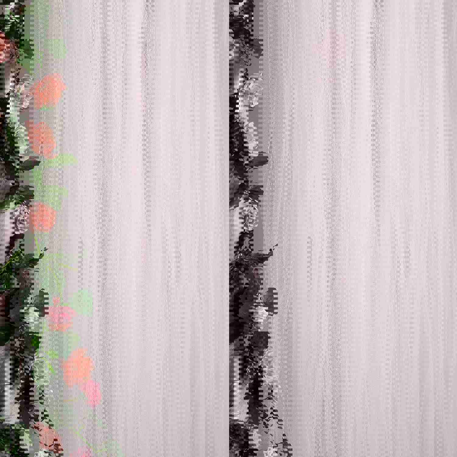 Reversible Sheer Tulle Satin Backdrop Curtain Panel with Rod Pocket - 5ft x 10ft