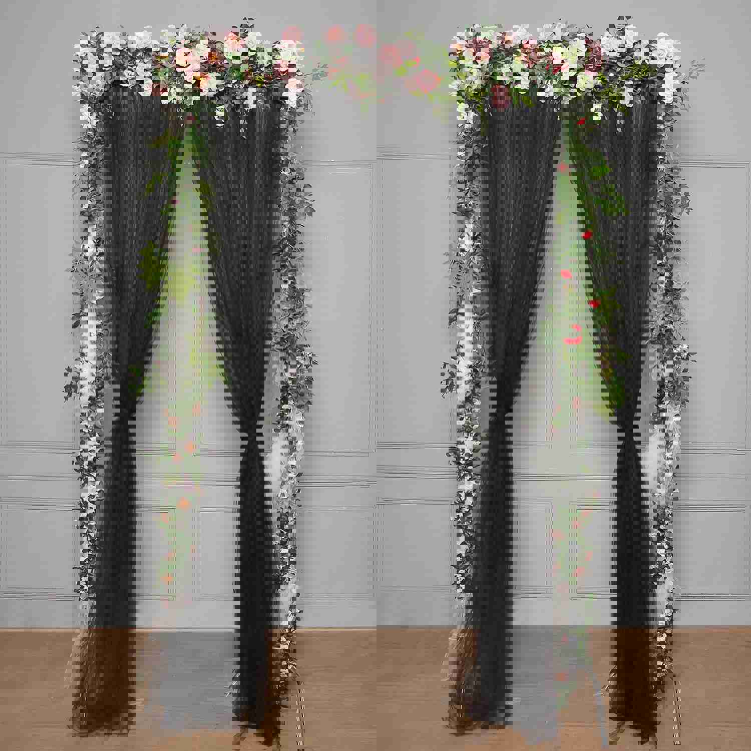 Reversible Sheer Tulle Satin Backdrop Curtain Panel with Rod Pocket - 5ft x 10ft