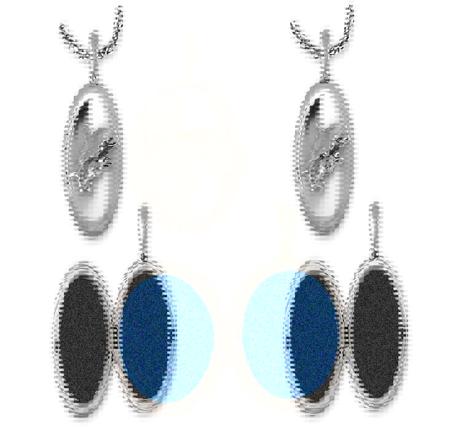 Handmade Dolphin Sterling Silver Photo Locket DPH1-V