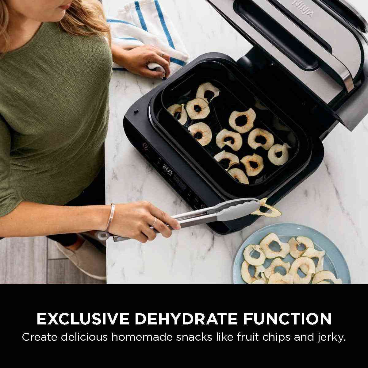 Ninja FG551 Foodi Smart XL 6-in-1 Indoor Grill with Air Fryer, Roast, Bake, Dehydrate, and Broil Functions