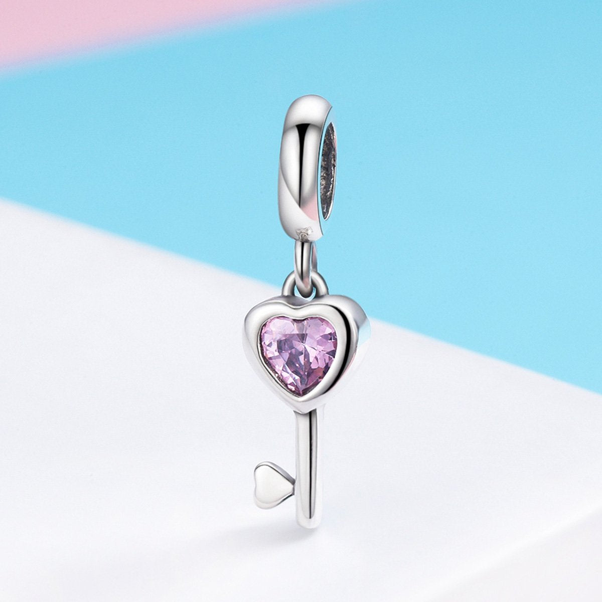 Sterling 925 Silver Heart Lock and Key Pendant for Pandora & European Charm Bracelets