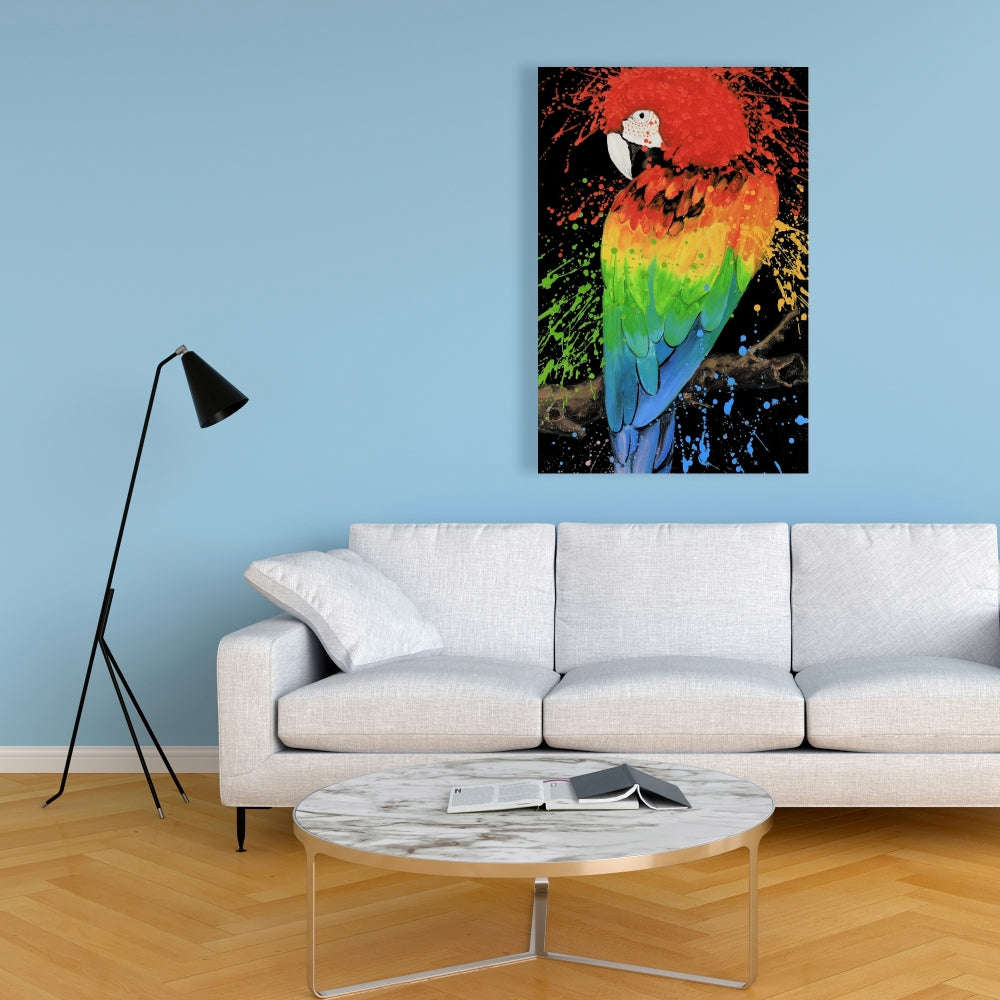 Rainbow Parrot Fine Art Gallery Wrapped Canvas 16x48