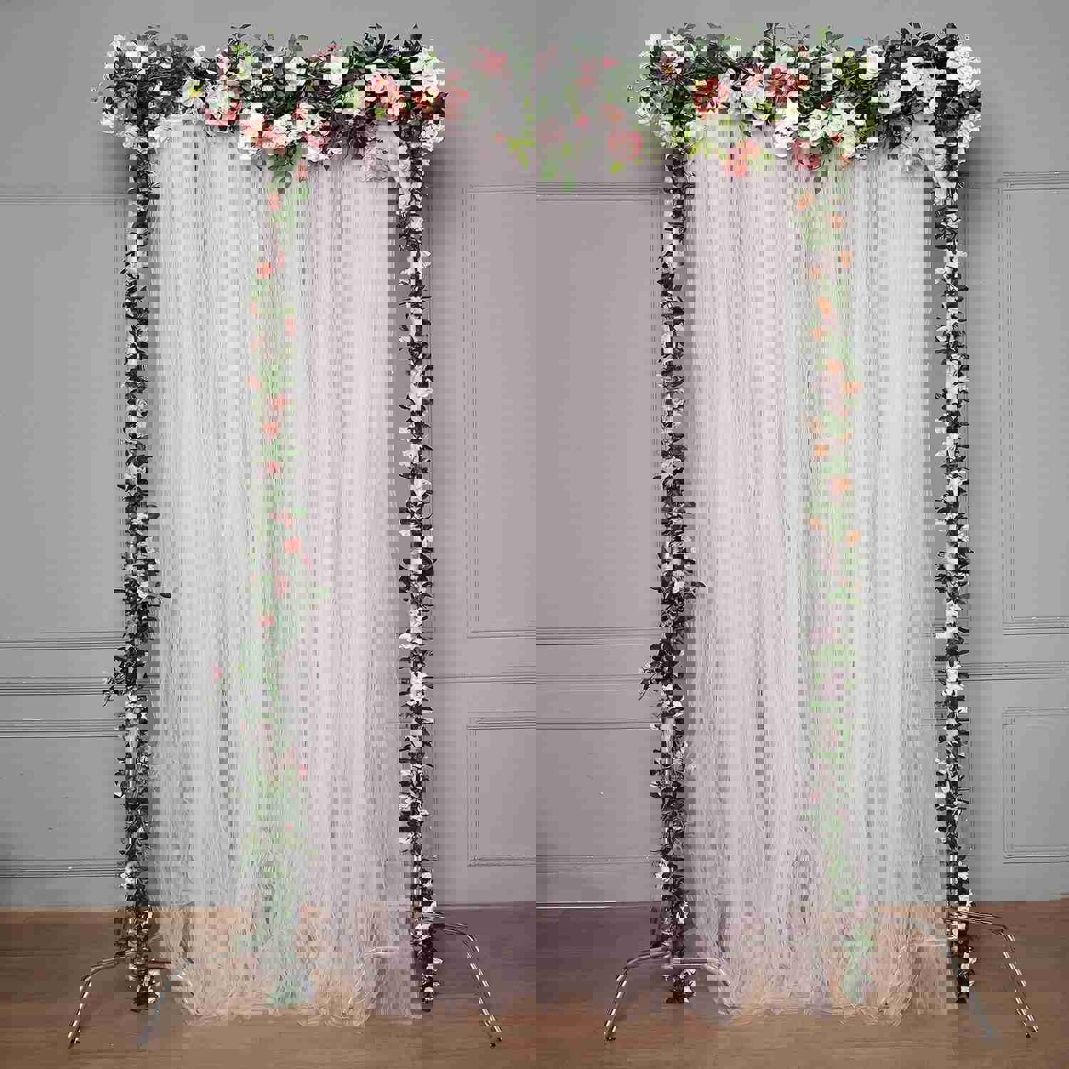 Reversible Sheer Tulle Satin Backdrop Curtain Panel with Rod Pocket - 5ft x 10ft