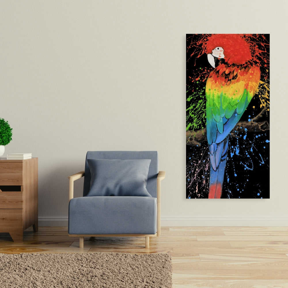 Rainbow Parrot Fine Art Gallery Wrapped Canvas 16x48