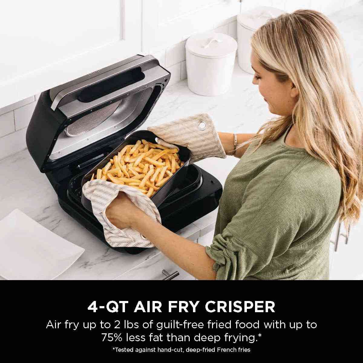 Ninja FG551 Foodi Smart XL 6-in-1 Indoor Grill with Air Fryer, Roast, Bake, Dehydrate, and Broil Functions