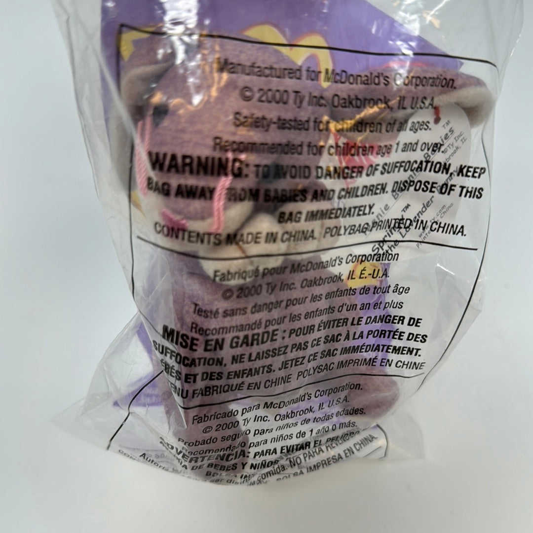 2000 McDonalds Happy Meal TY Springy The Lavender Bunny Beanie Baby Toy #17