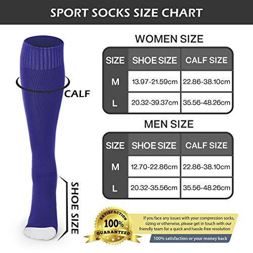 Non-slip Soccer Socks for Men and Women - Long Sports Team Socks with Cushioning