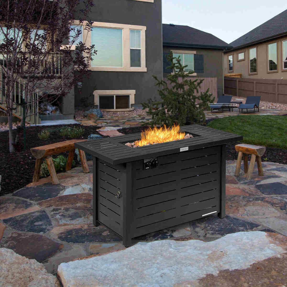 42 60,000 BTU Rectangular Propane Gas Fire Pit Table