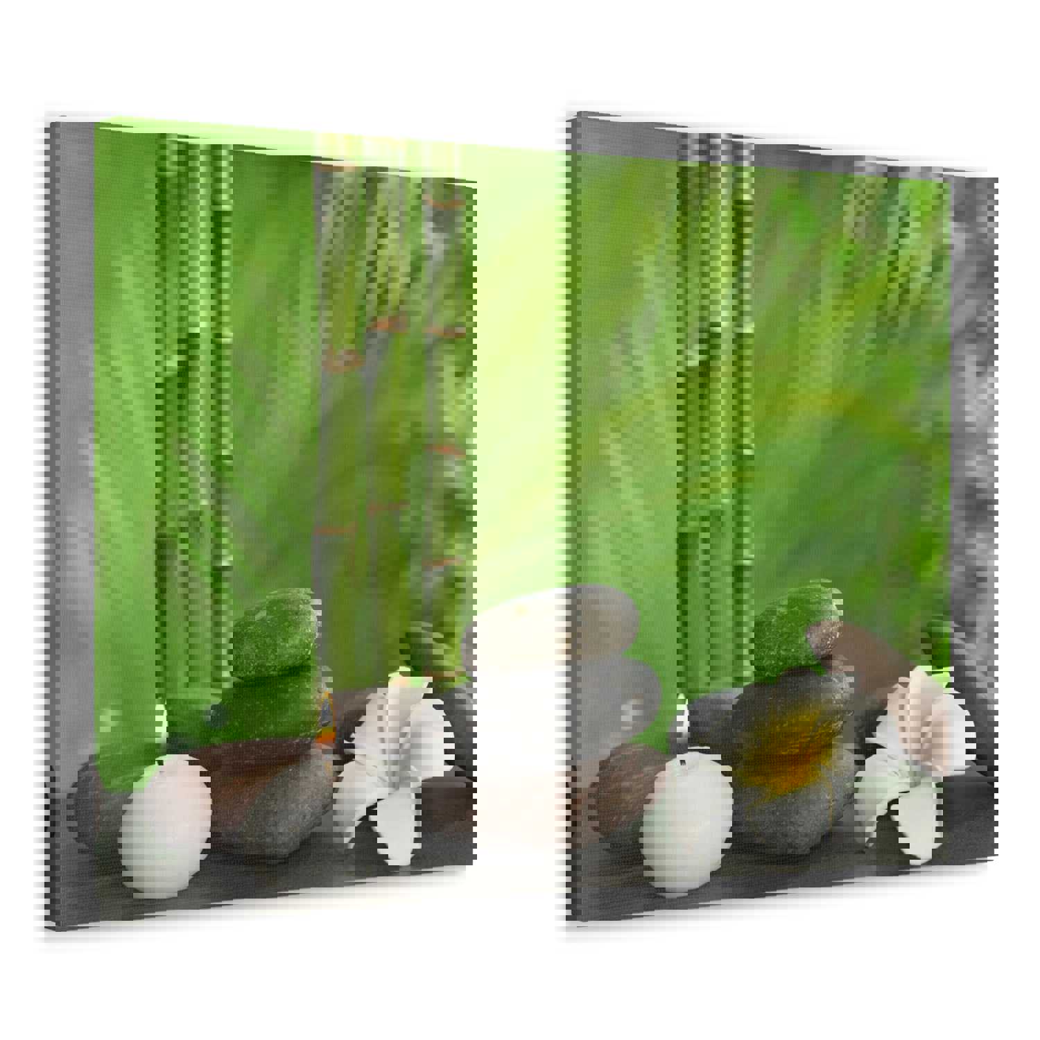 Stones on Table Forest Floral Nature Photography Canvas Wall Art - Ready-to-Hang Home Decor