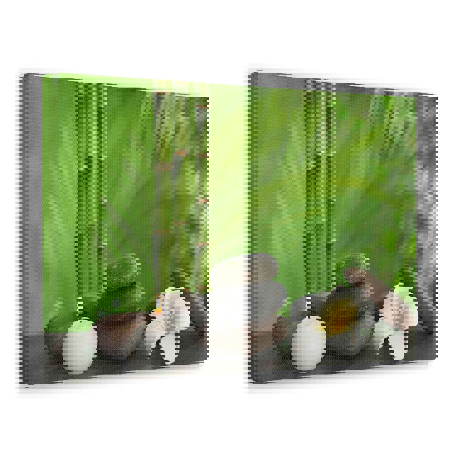 Stones on Table Forest Floral Nature Photography Canvas Wall Art - Ready-to-Hang Home Decor