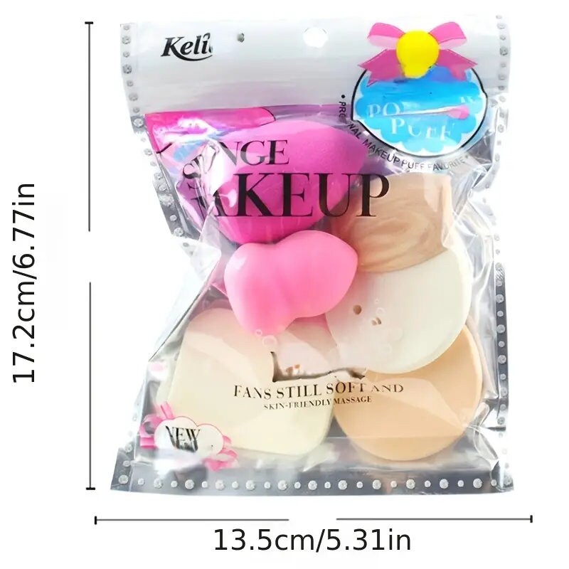 6pcs Makeup Sponge Set for Liquid, Cream, and Powder Foundation Application