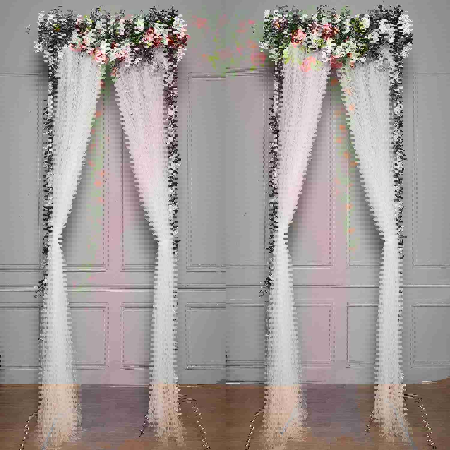 Reversible Sheer Tulle Satin Backdrop Curtain Panel with Rod Pocket - 5ft x 10ft