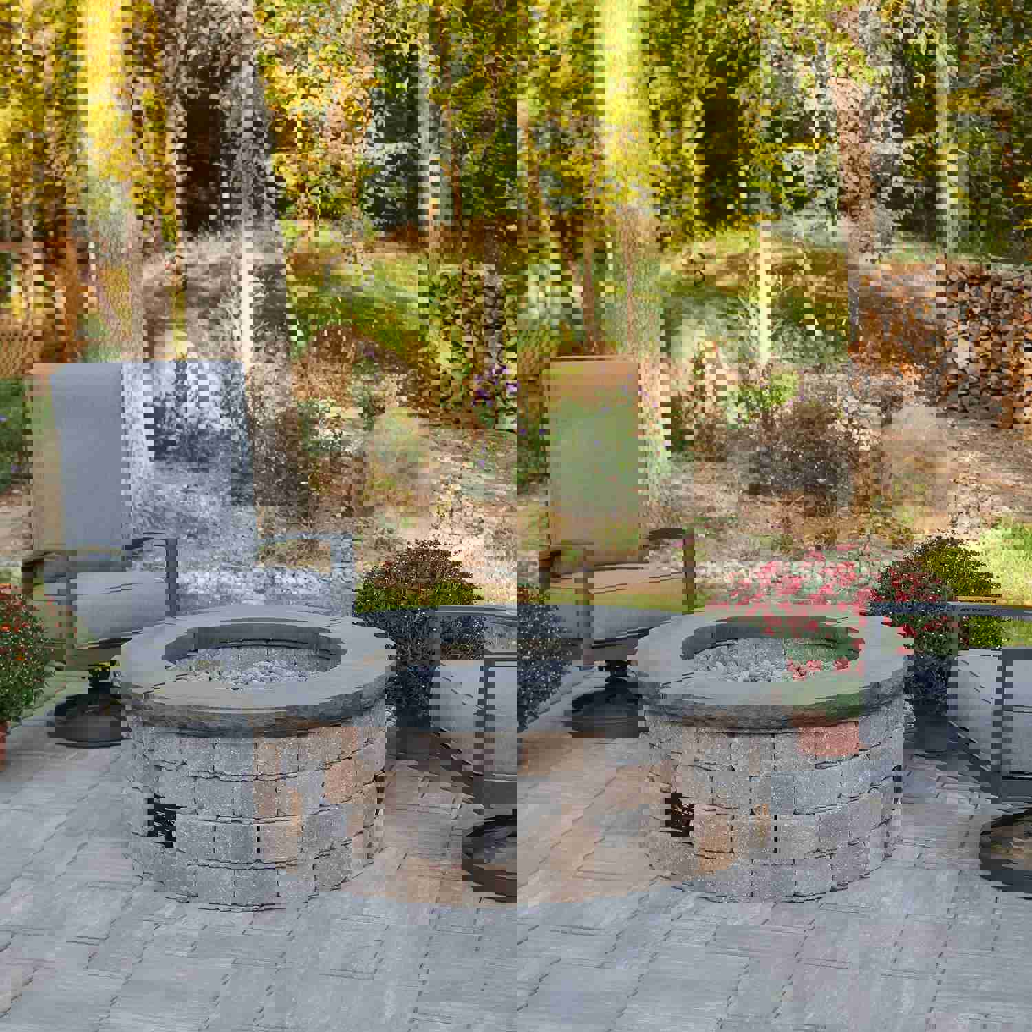 Bronson Block Round Gas Fire Pit Kit