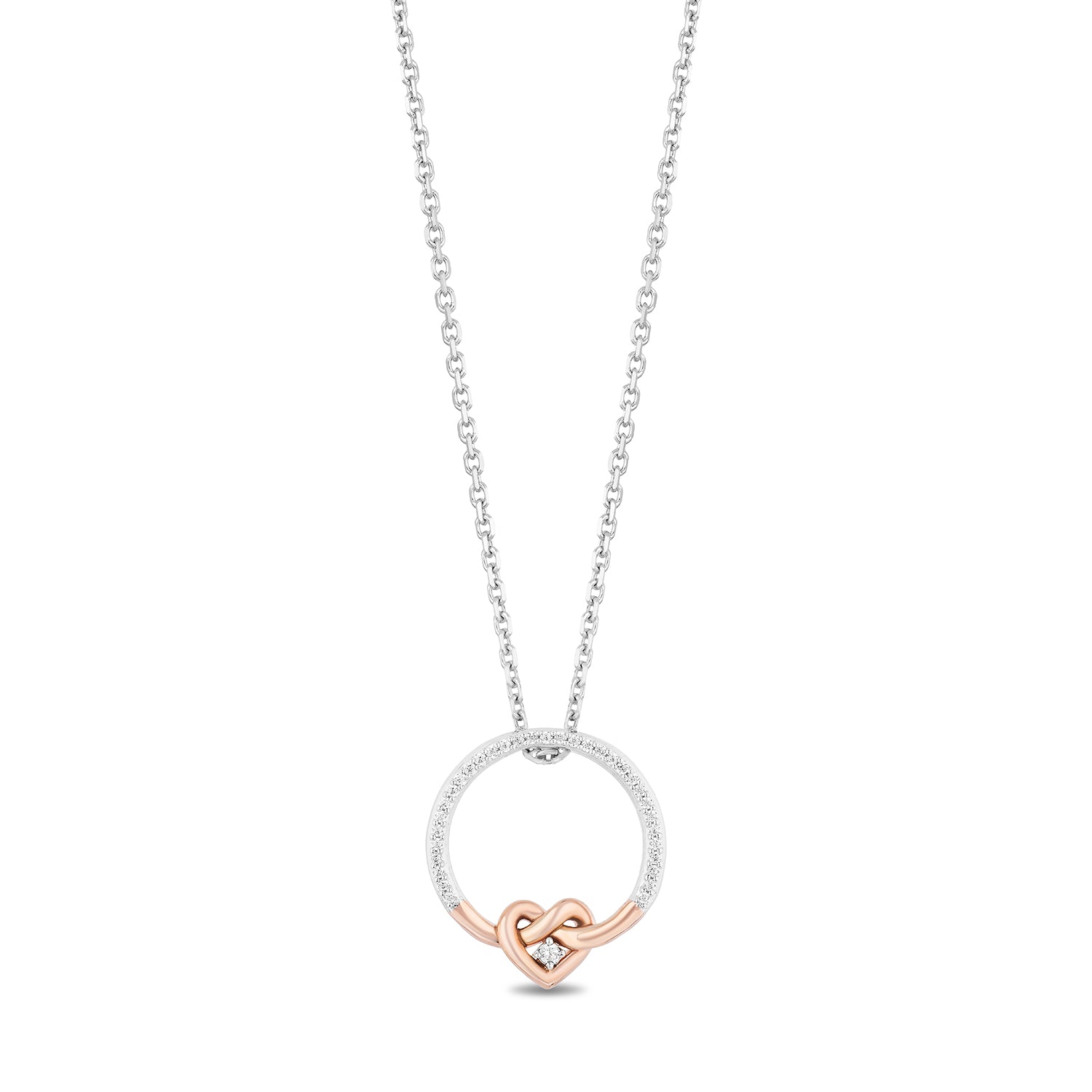 Hallmark Fine Jewelry Sterling Silver and 10K Rose Gold Infinity Heart Pendant Necklace with Diamonds
