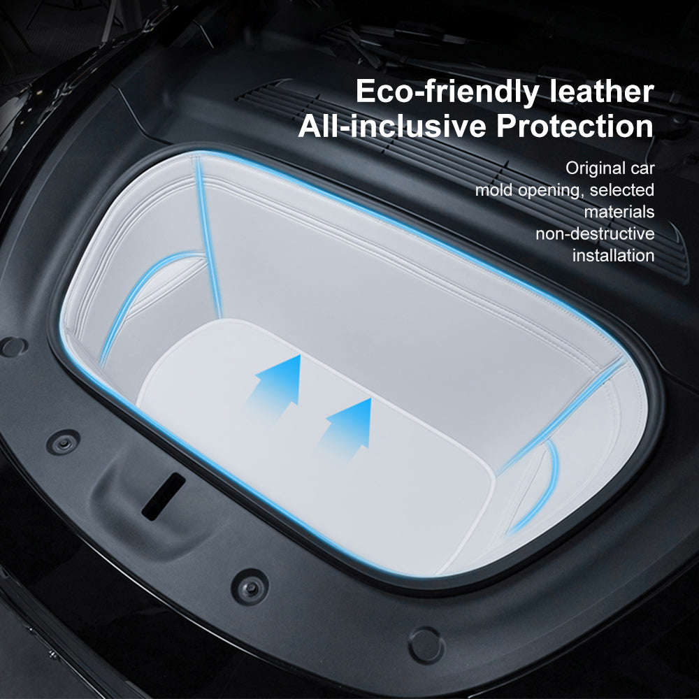EVBASE Tesla Model 3/Y Trunk Frunk Mat - Durable Leather Carpet for White Interior Accessories
