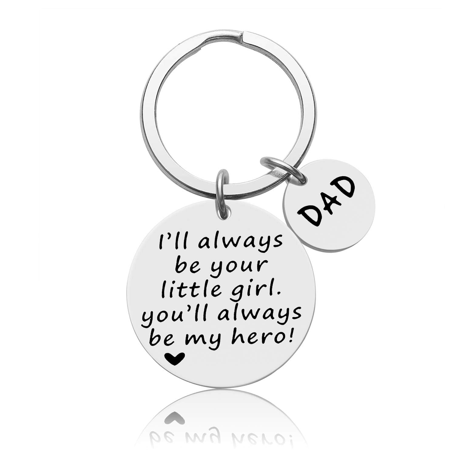 Father's Day Keychain Gift for Dad - 'You Will Always Be My Hero' Personalized Jewelry