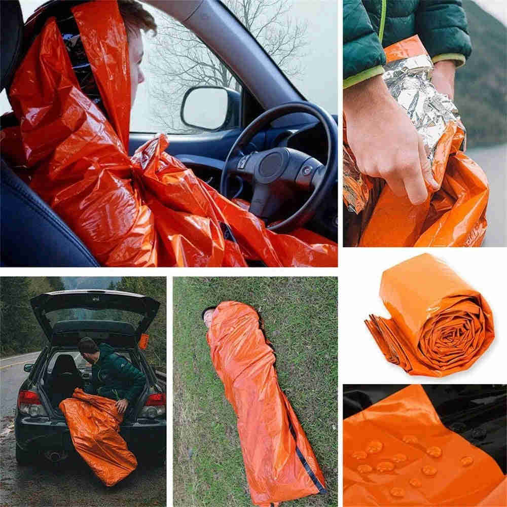 Portable Waterproof Emergency Survival Sleeping Bag - Thermal Mylar Blanket for Outdoor Camping & First Aid