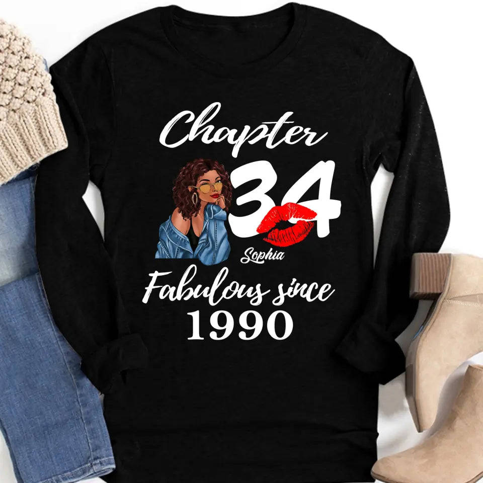 34th Birthday Shirts For Her - Personalized 1990 T-Shirt, 34 And Fabulous Gift Ideas