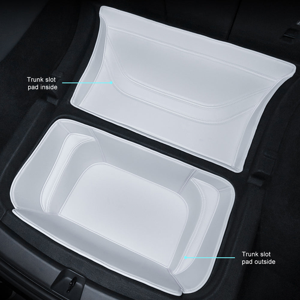 EVBASE Tesla Model 3/Y Trunk Frunk Mat - Durable Leather Carpet for White Interior Accessories