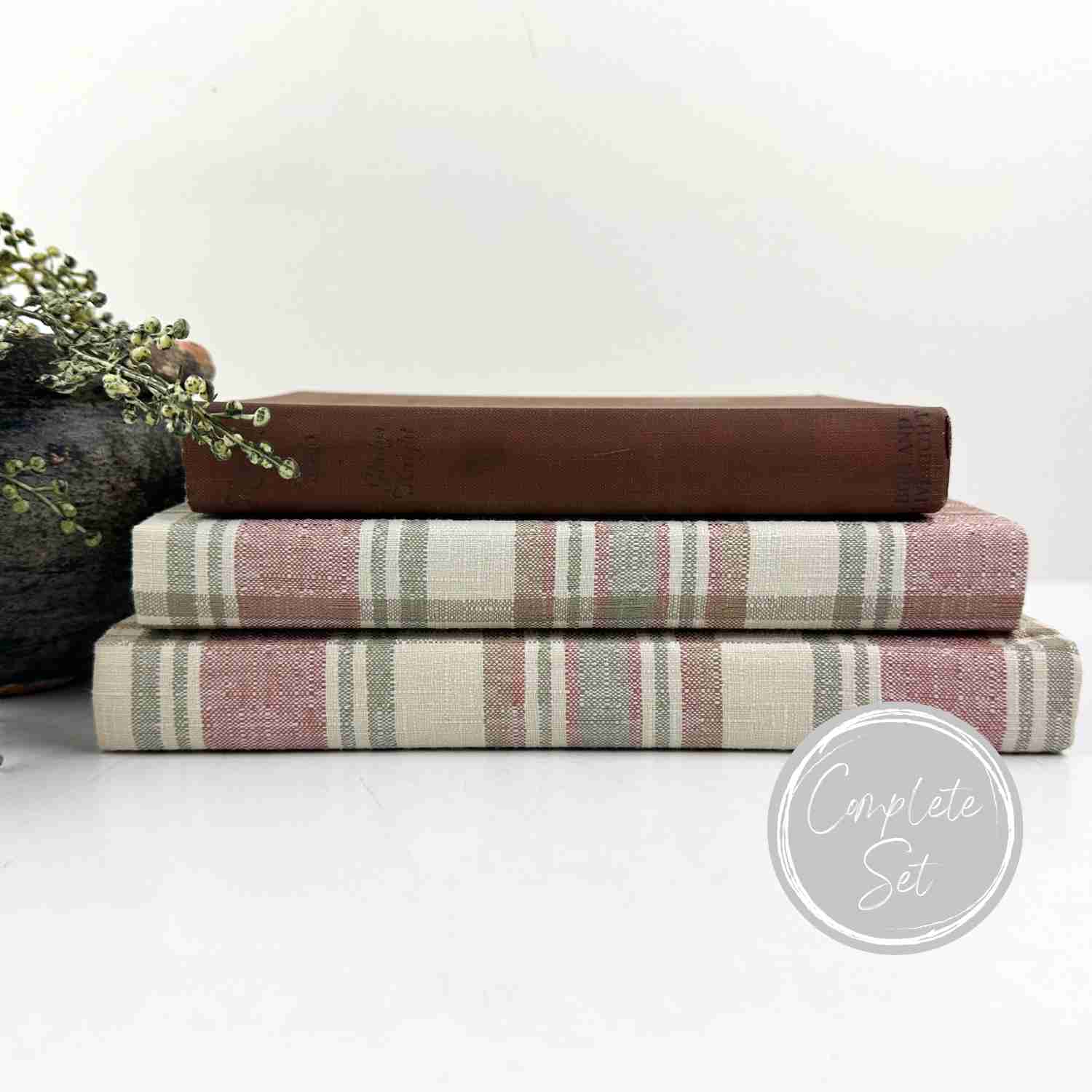 Brown and Cream Decorative Books for Shelf Decor