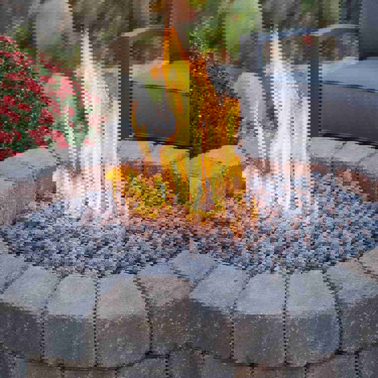 Bronson Block Round Gas Fire Pit Kit