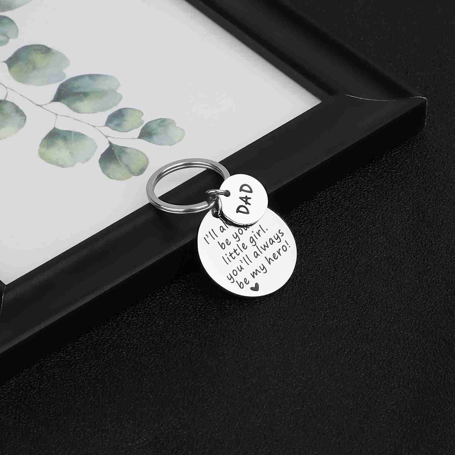 Father's Day Keychain Gift for Dad - 'You Will Always Be My Hero' Personalized Jewelry