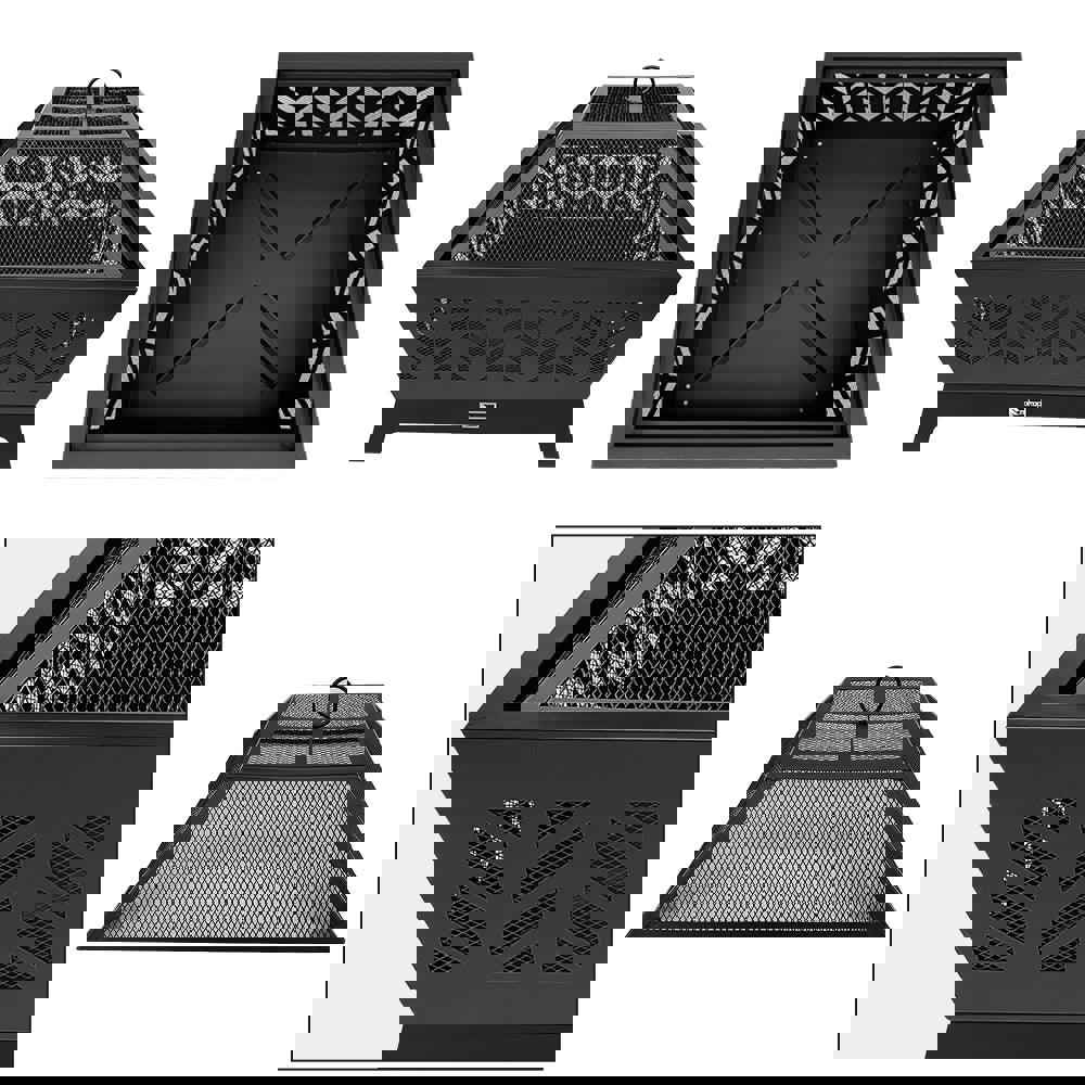 26 Inch Outdoor Wood Fire Four-Corner Pit Heater - Black Zokop Yl013F