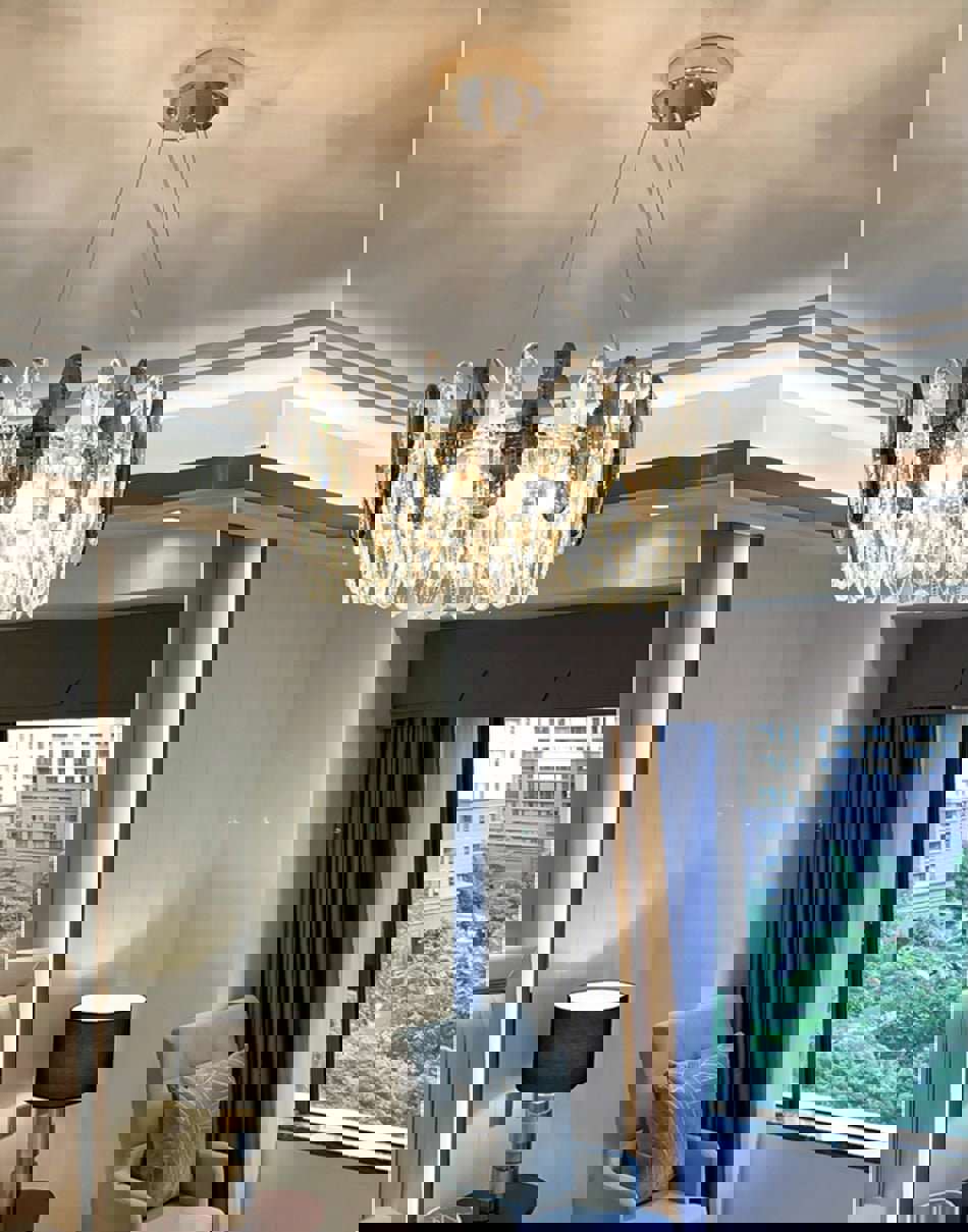 MIRODEMI® Drum Gold Crystal Shine Chandelier - Modern Luxury Lighting for Living Room & Kitchen