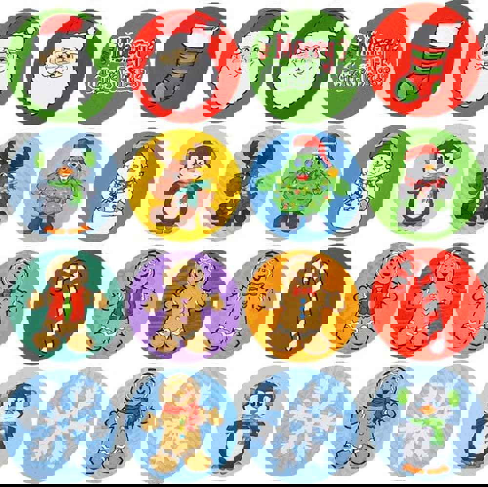 Holiday Roll Stickers Assortment - 500 Christmas Themed Stickers for Kids