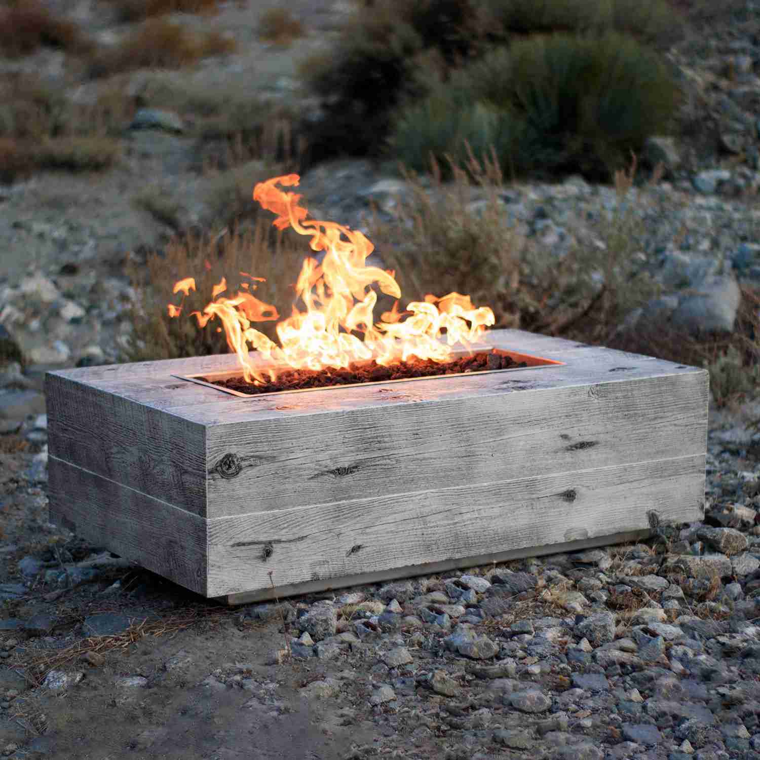 The Outdoor Plus 84 Coronado Wood Grain Concrete Gas Fire Pit