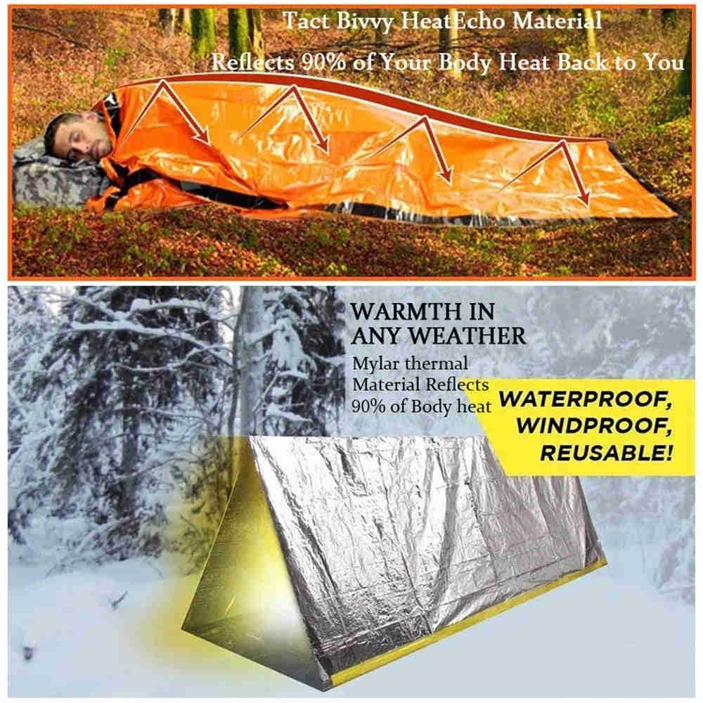 Portable Waterproof Emergency Survival Sleeping Bag - Thermal Mylar Blanket for Outdoor Camping & First Aid