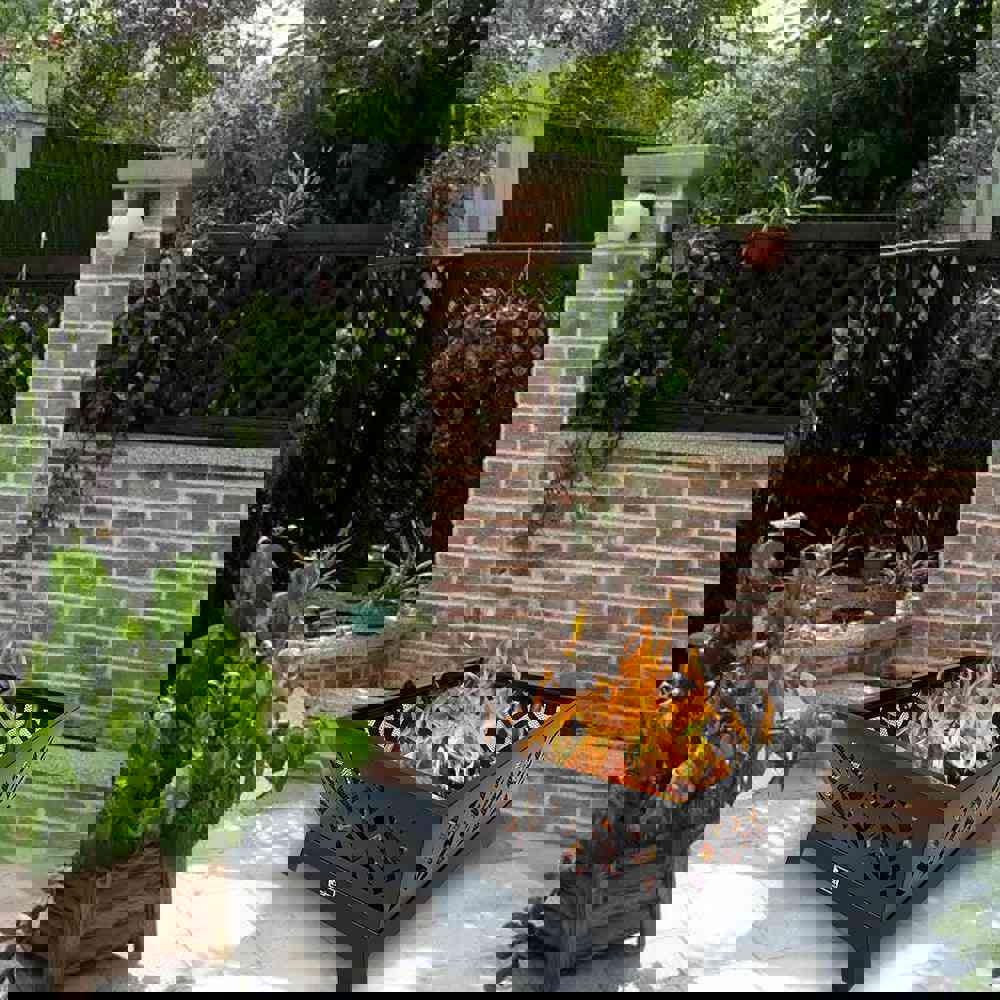 26 Inch Outdoor Wood Fire Four-Corner Pit Heater - Black Zokop Yl013F