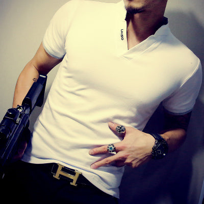 Summer Fashion Men's Patchwork Short Sleeve T-Shirt - Casual Slim Fit Hip-Hop Tee (5XL)