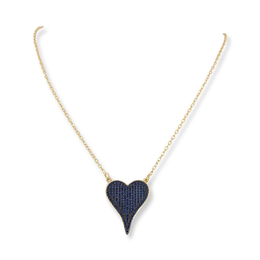 Bianca CZ Heart Pendant Necklace - Elegant 18k Gold Plated Jewelry