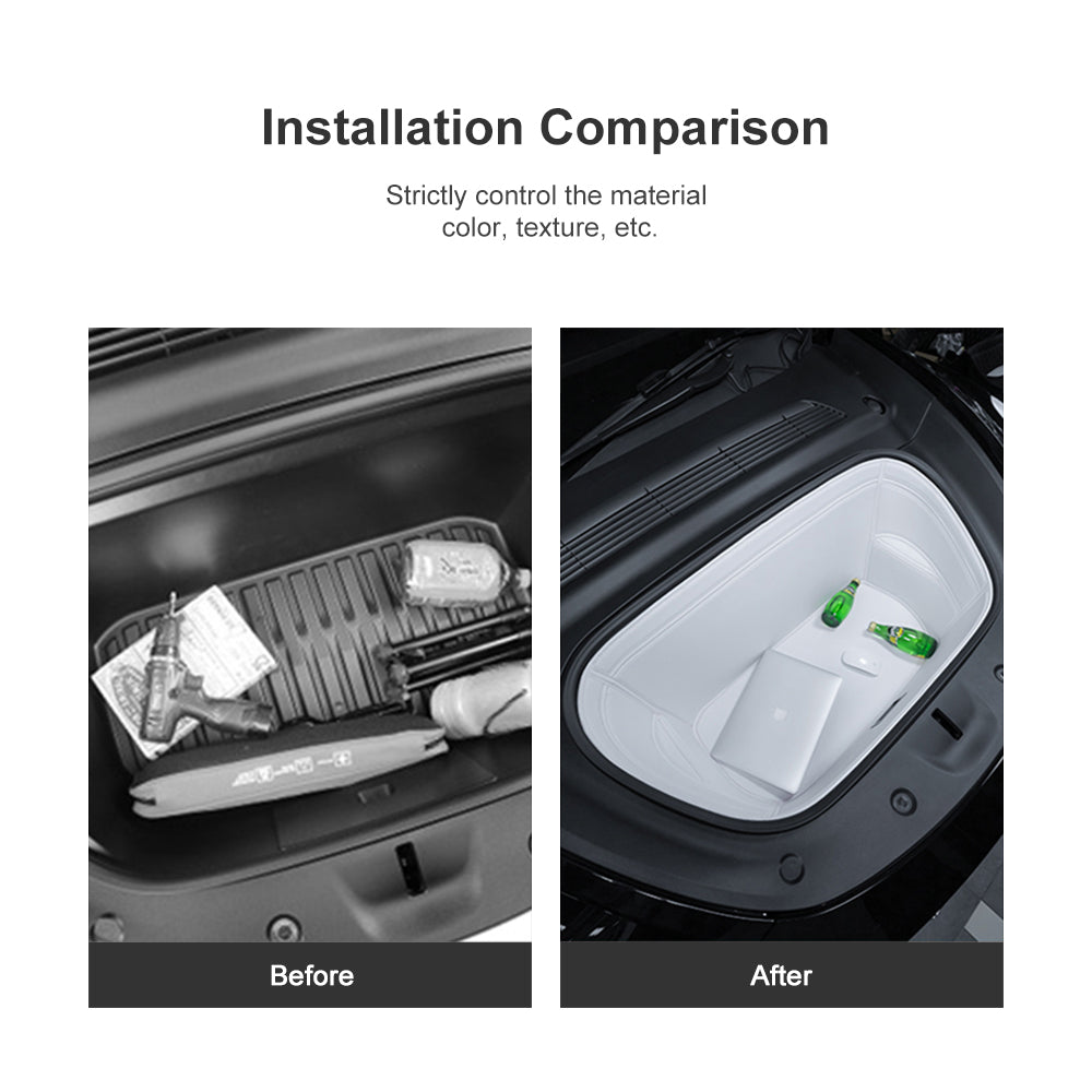 EVBASE Tesla Model 3/Y Trunk Frunk Mat - Durable Leather Carpet for White Interior Accessories