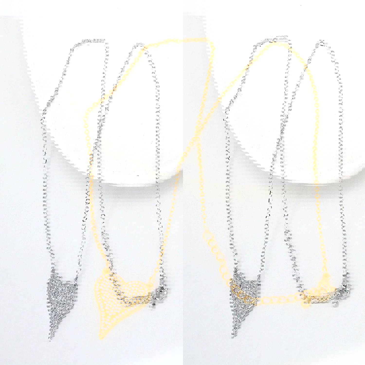 Bianca CZ Heart Pendant Necklace - Elegant 18k Gold Plated Jewelry