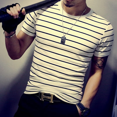 Summer Fashion Men's Patchwork Short Sleeve T-Shirt - Casual Slim Fit Hip-Hop Tee (5XL)