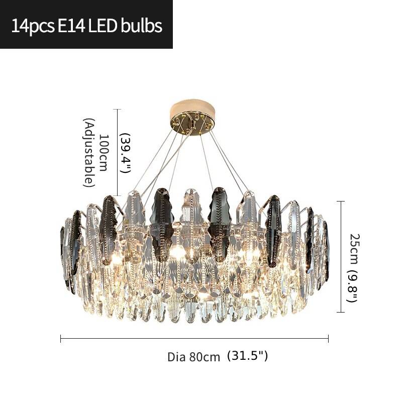 MIRODEMI® Drum Gold Crystal Shine Chandelier - Modern Luxury Lighting for Living Room & Kitchen