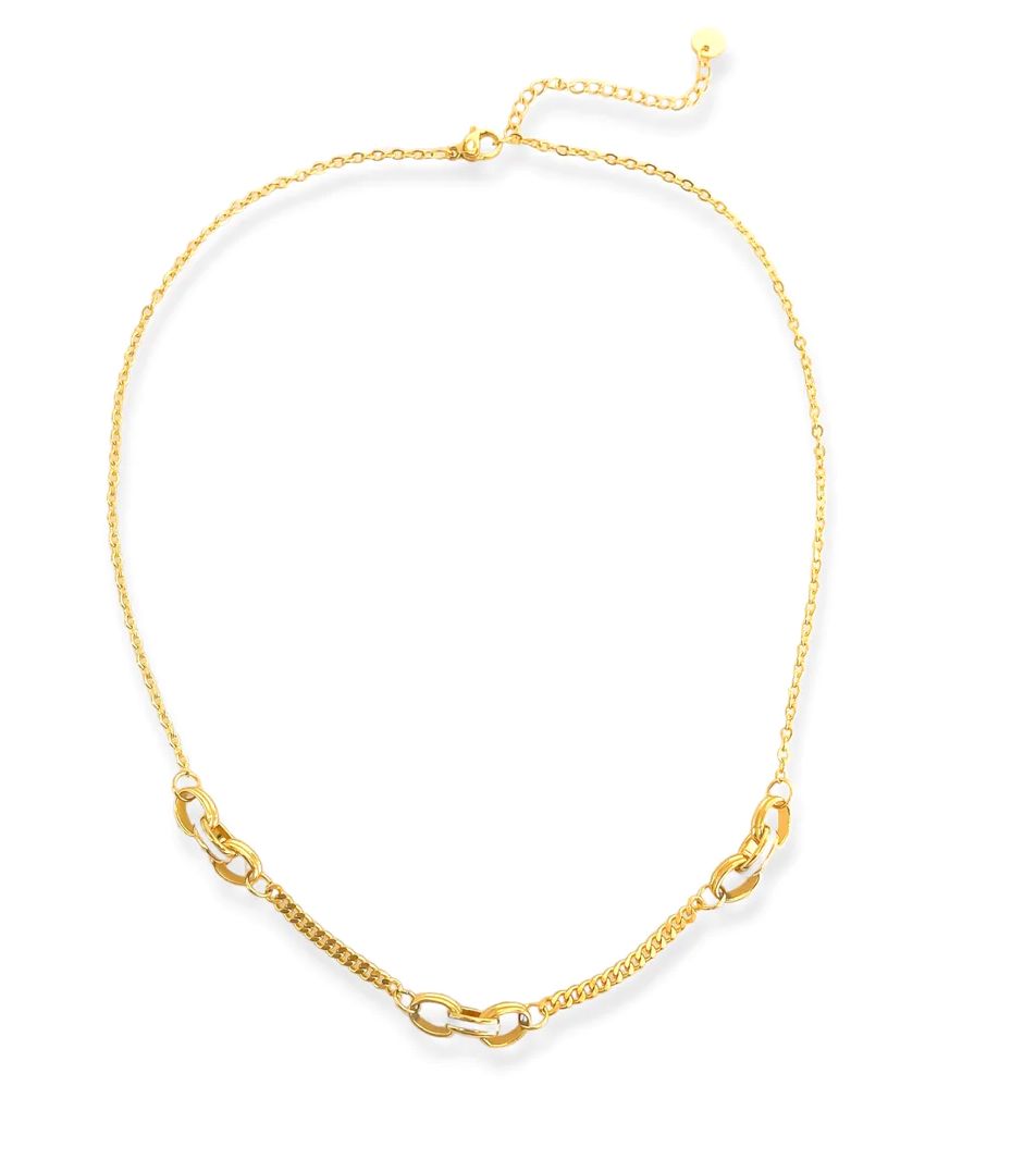 Lexi Necklace, White - Water Resistant Stainless Steel with White Enamel