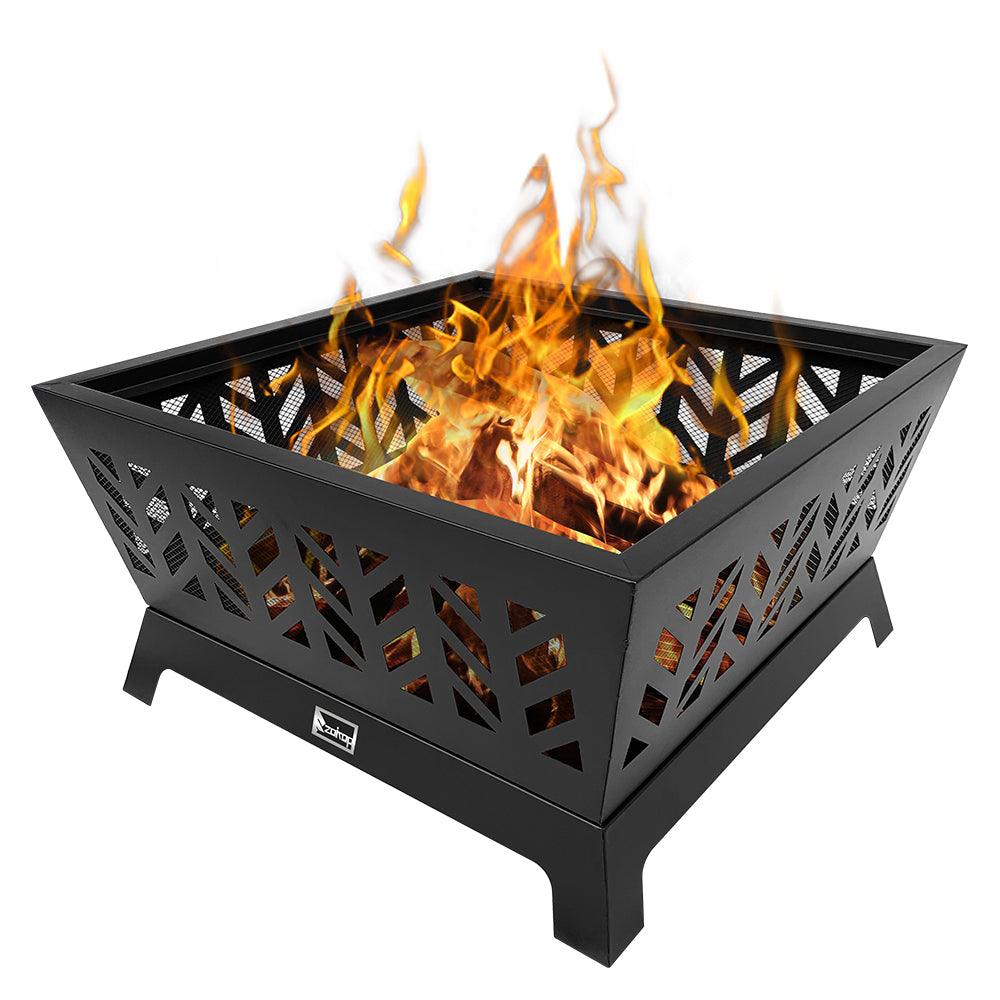 26 Inch Outdoor Wood Fire Four-Corner Pit Heater - Black Zokop Yl013F