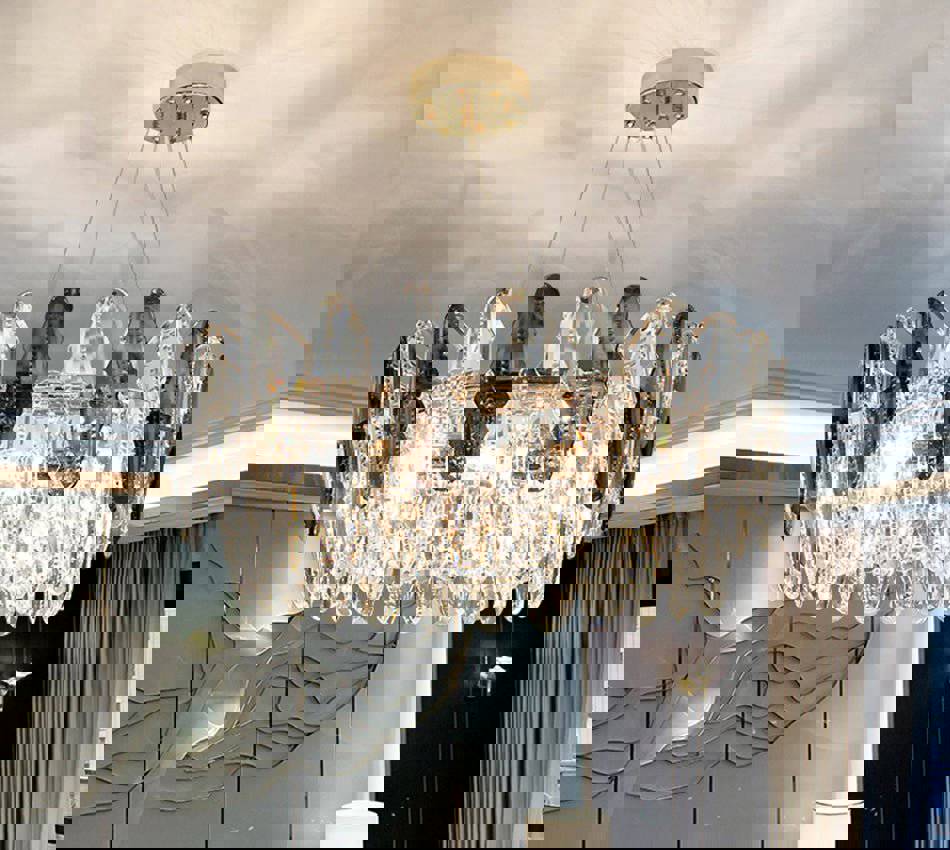 MIRODEMI® Drum Gold Crystal Shine Chandelier - Modern Luxury Lighting for Living Room & Kitchen